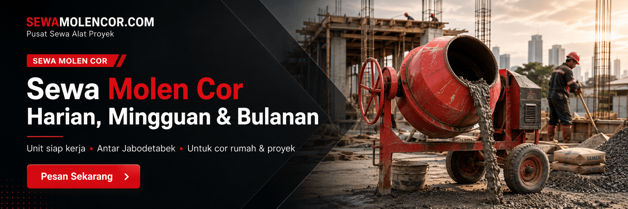 Sewa Molen Cor Harian Mingguan dan Bulanan untuk proyek